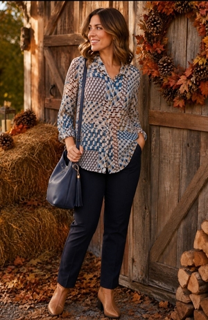 Camisa rombos azul - Imagen 1