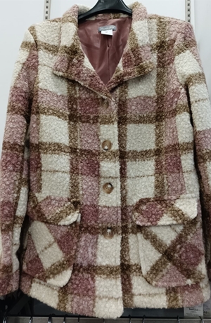 Chaquetón de cuadros beis/rosa/tostado - Imagen 1