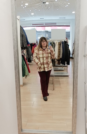 Chaquetón de cuadros beis/rosa/tostado - Imagen 2