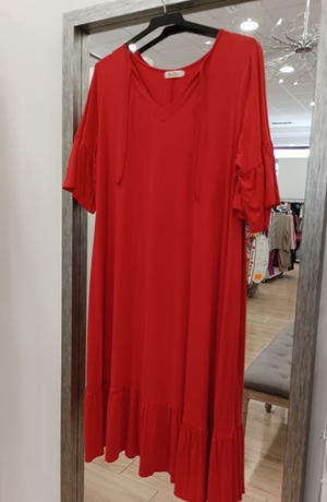 Vestido viscosa rojo moda curvy - Imagen 2